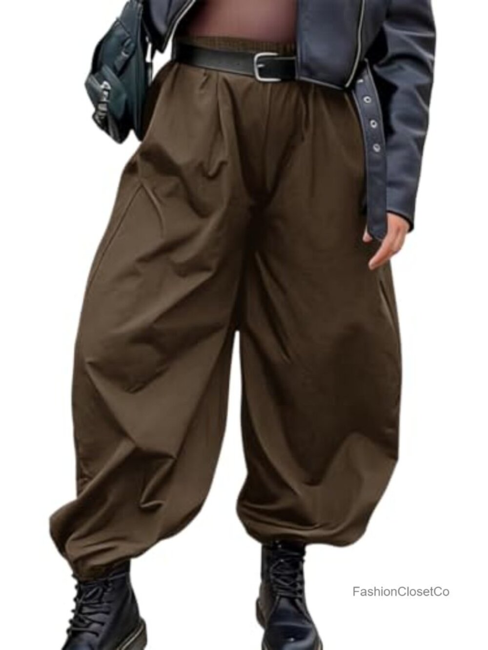 Plus Size Balloon Pants Wide Leg Baggy Lantern Trousers with Pockets - Picture 1 of 5